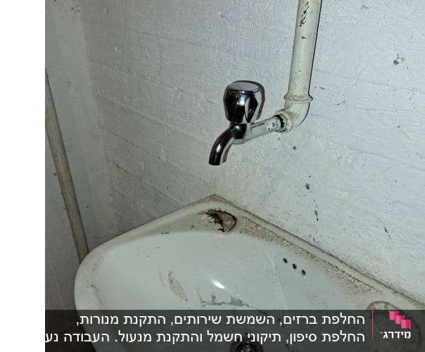 החלפת ברזים, השמשת שירותים, התקנת מנורות, החלפת סיפון, תיקוני חשמל והתקנת מנעול. העבודה נעשתה בהתנדבות במהלך מלחמת ״חרבות ברזל״. 